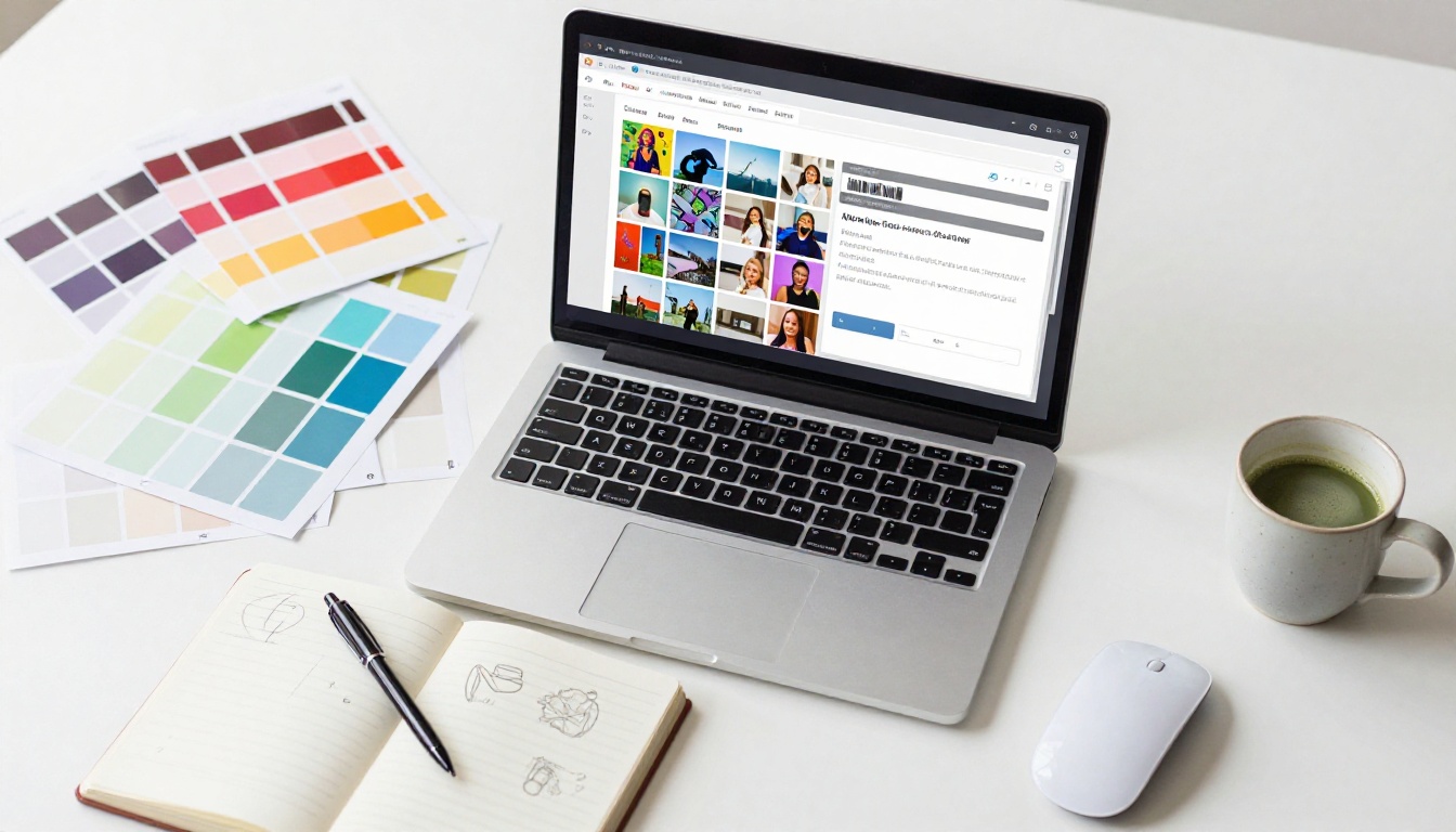 Aerial view of workspace with flipbook dashboard
