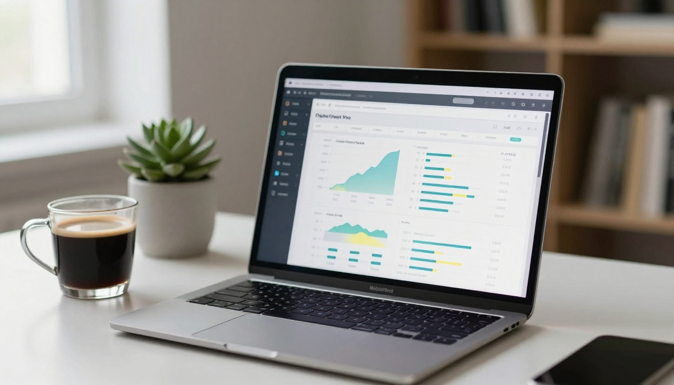 Analytics dashboard on a MacBook showing flipbook viewer data and property page heatmaps
