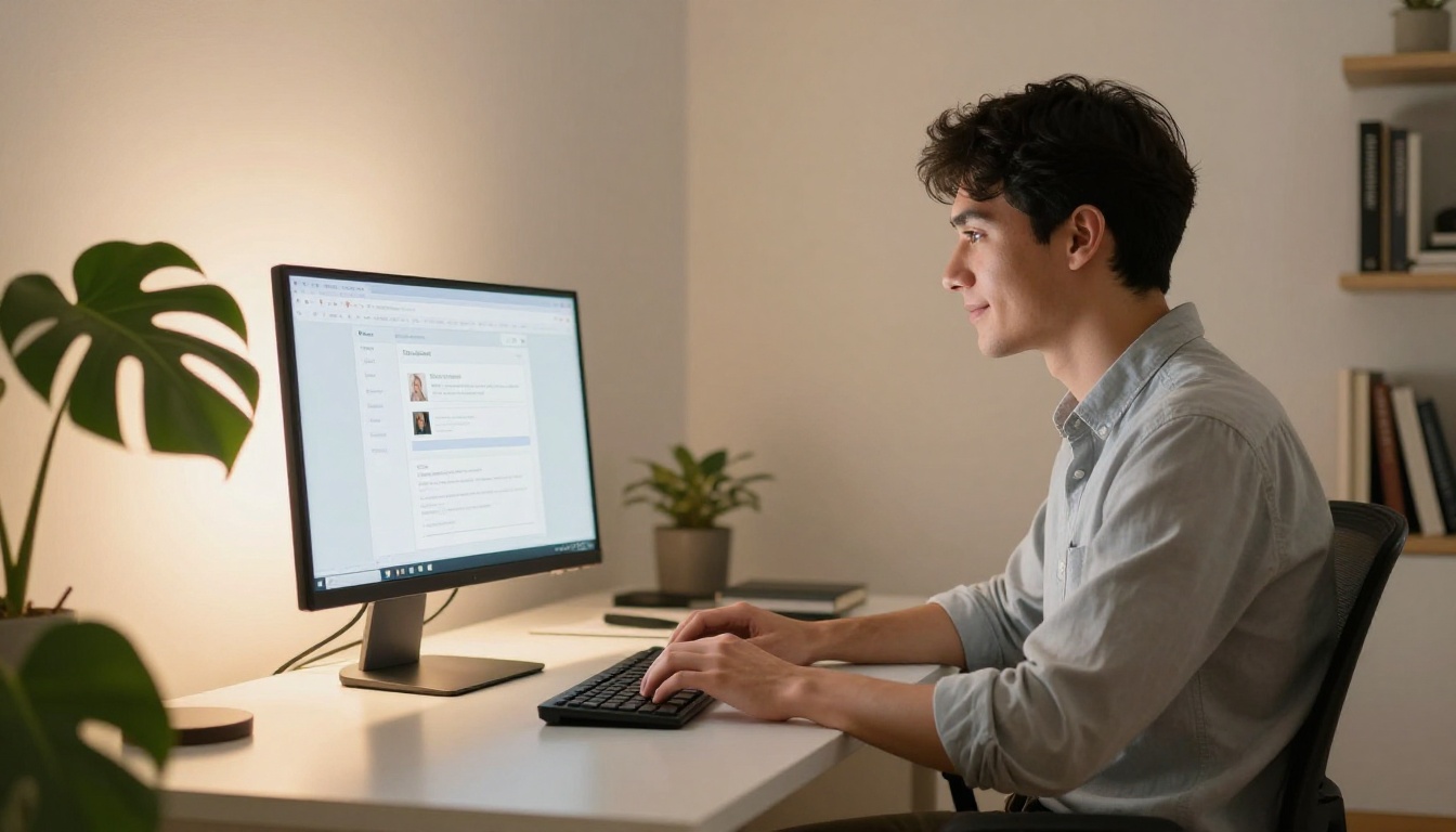 Man inserting flipbook link into email campaign on laptop