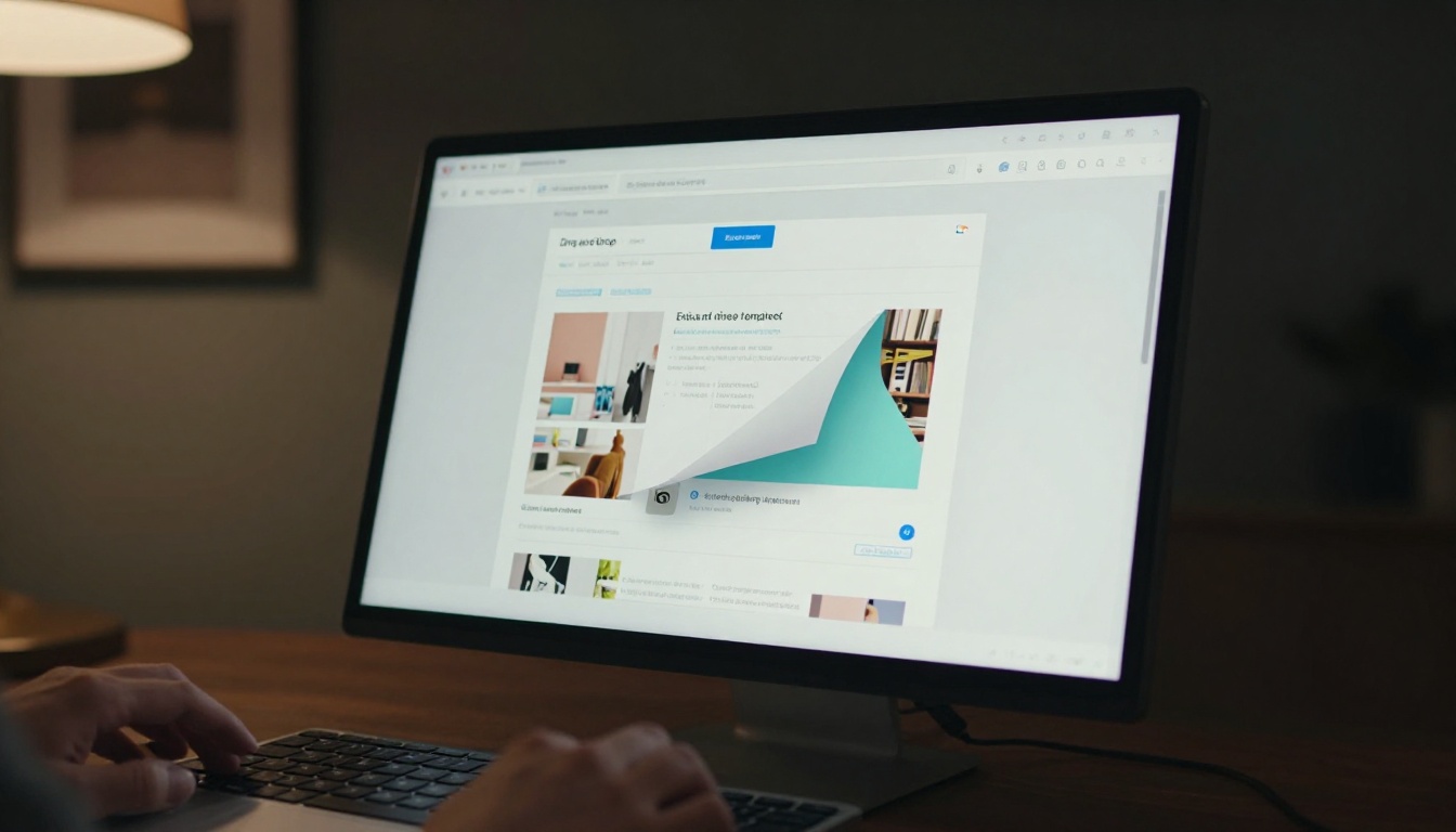 Email template builder showing flipbook block being added to email layout
