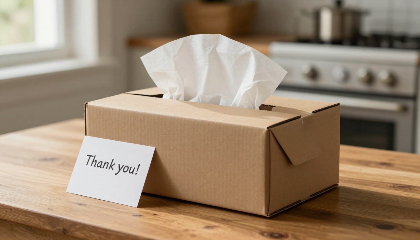 Open delivery box with premium products inside, warm natural daylight Open delivery box with premium products inside, warm natural daylight