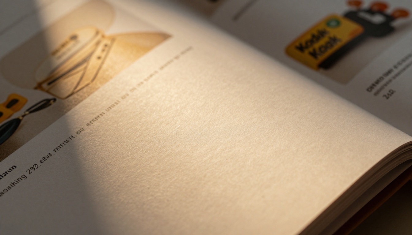 Close-up macro shot of a luxury product catalog page being turned Close-up macro shot of a luxury product catalog page being turned