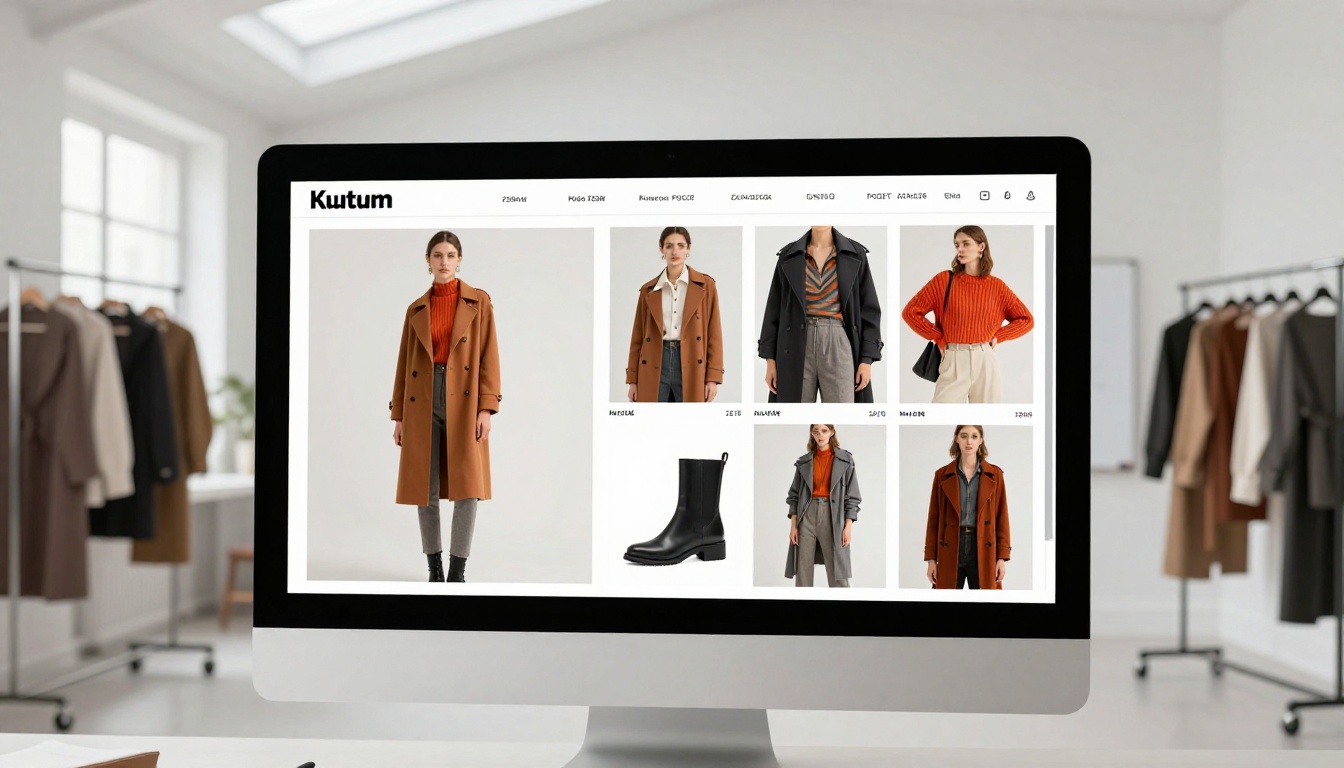 Fashion lookbook displayed on an iMac in a design studio