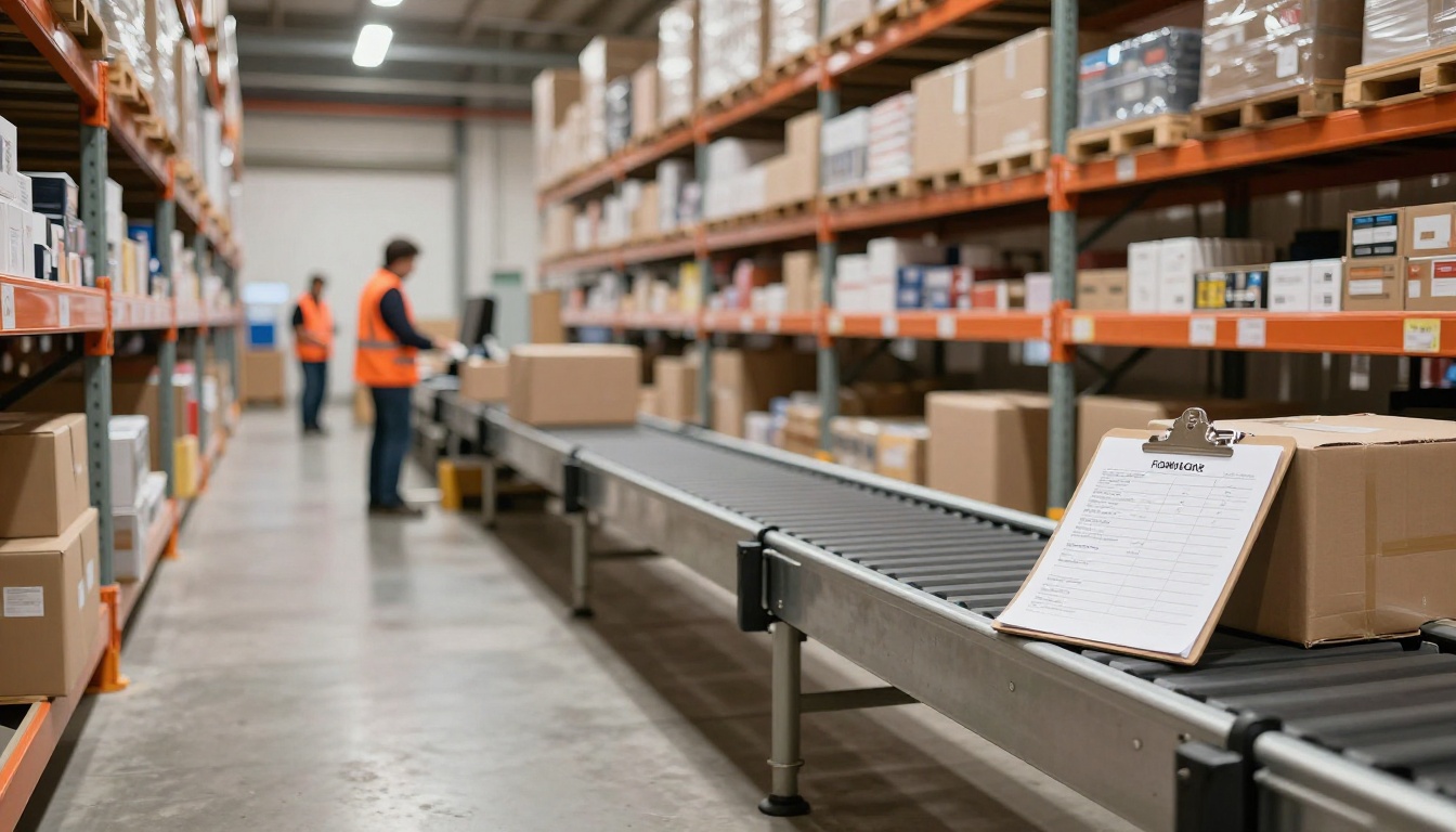 Warehouse with organized product inventory for ecommerce fulfillment
