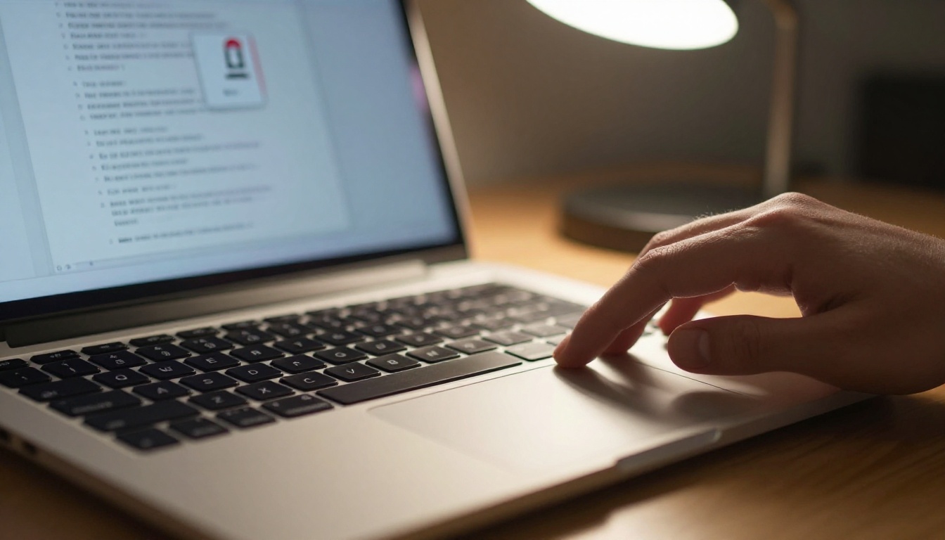 Close-up of hands uploading a PDF document to a digital publishing platform on a silver laptop