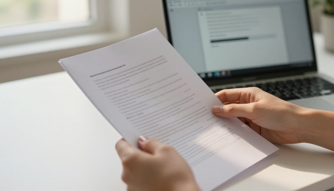 Close-up of hands placing a PDF document into a laptop scanner, preparing for digital upload in a clean white office setting Close-up of hands placing a PDF document into a laptop scanner, preparing for digital upload in a clean white office setting