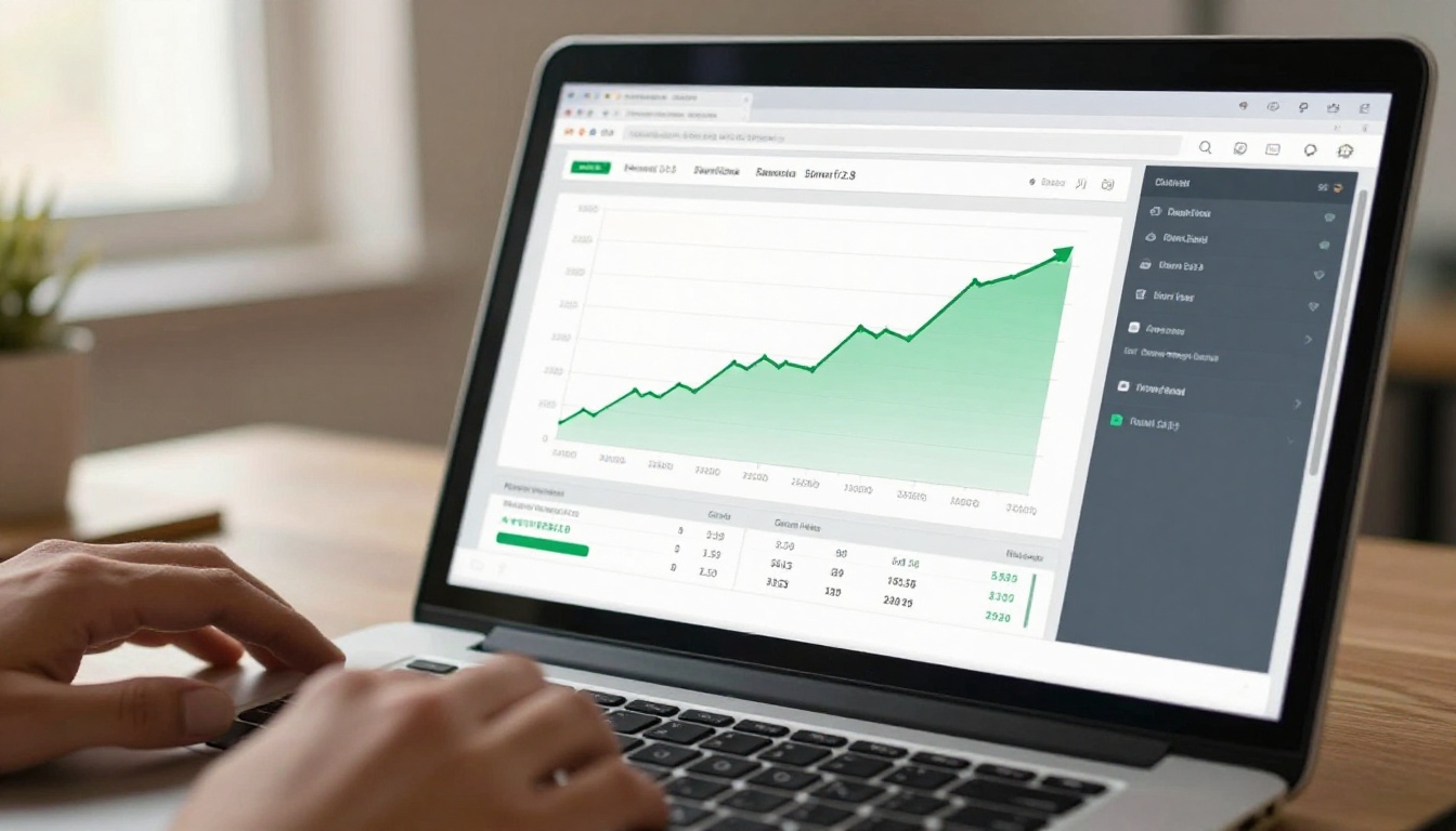 Analytics dashboard showing traffic growth on laptop screen