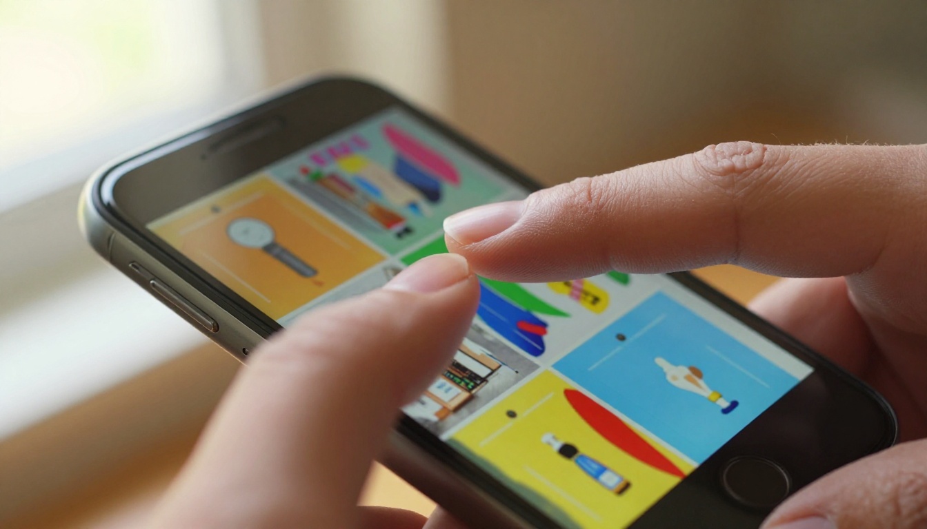 A woman's finger tapping the screen of a smartphone displaying a vivid interactive flipbook with colorful pages, extreme macro close-up with warm bokeh A woman's finger tapping the screen of a smartphone displaying a vivid interactive flipbook with colorful pages, extreme macro close-up with warm bokeh