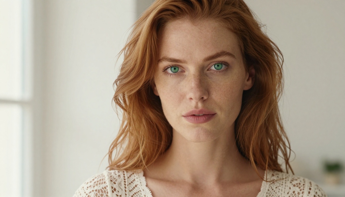 Close-up portrait of a woman using AI content creation tools