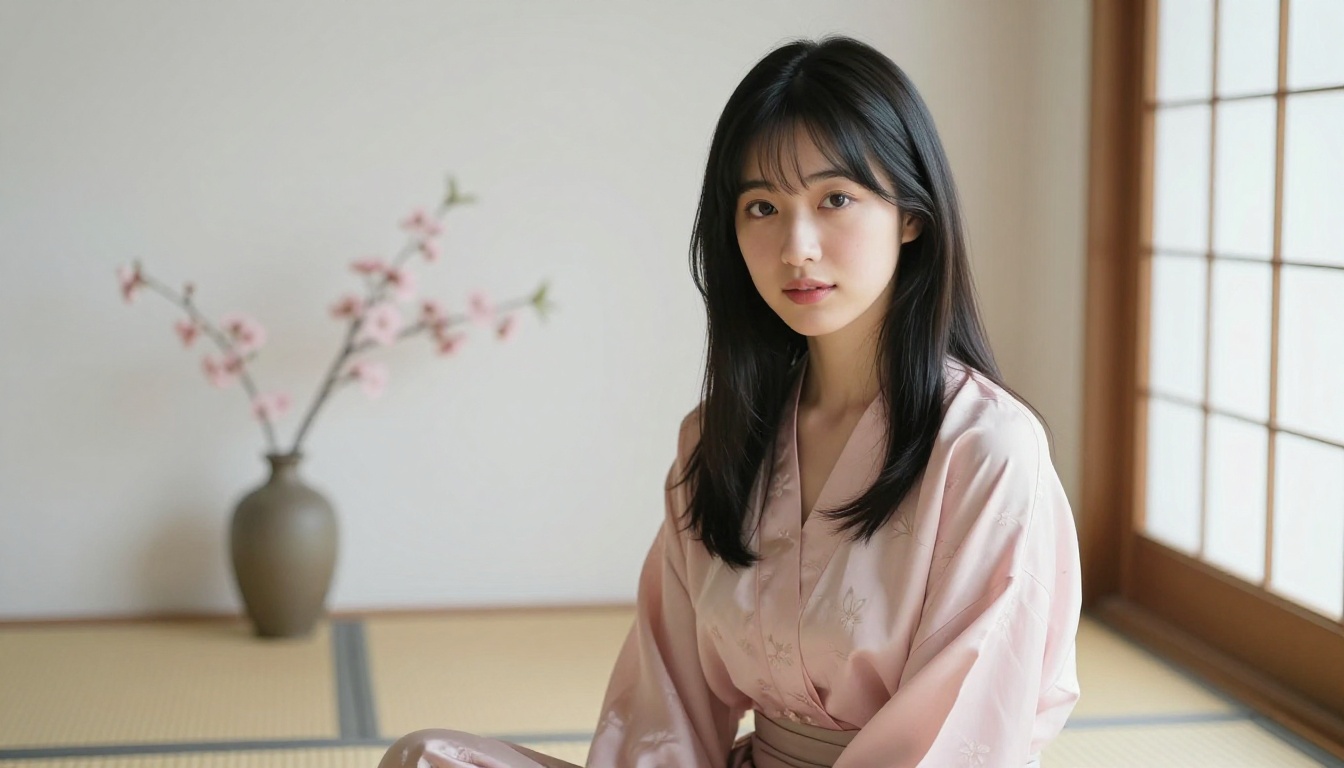 Japanese AI companion in minimalist private setting