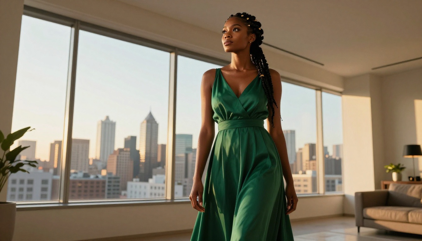 Confident woman low angle city view