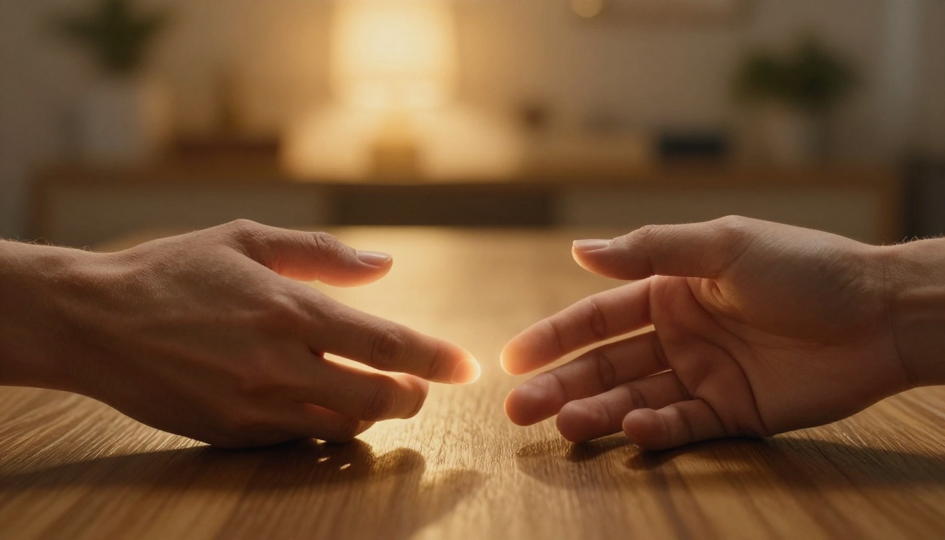 Two hands reaching toward each other