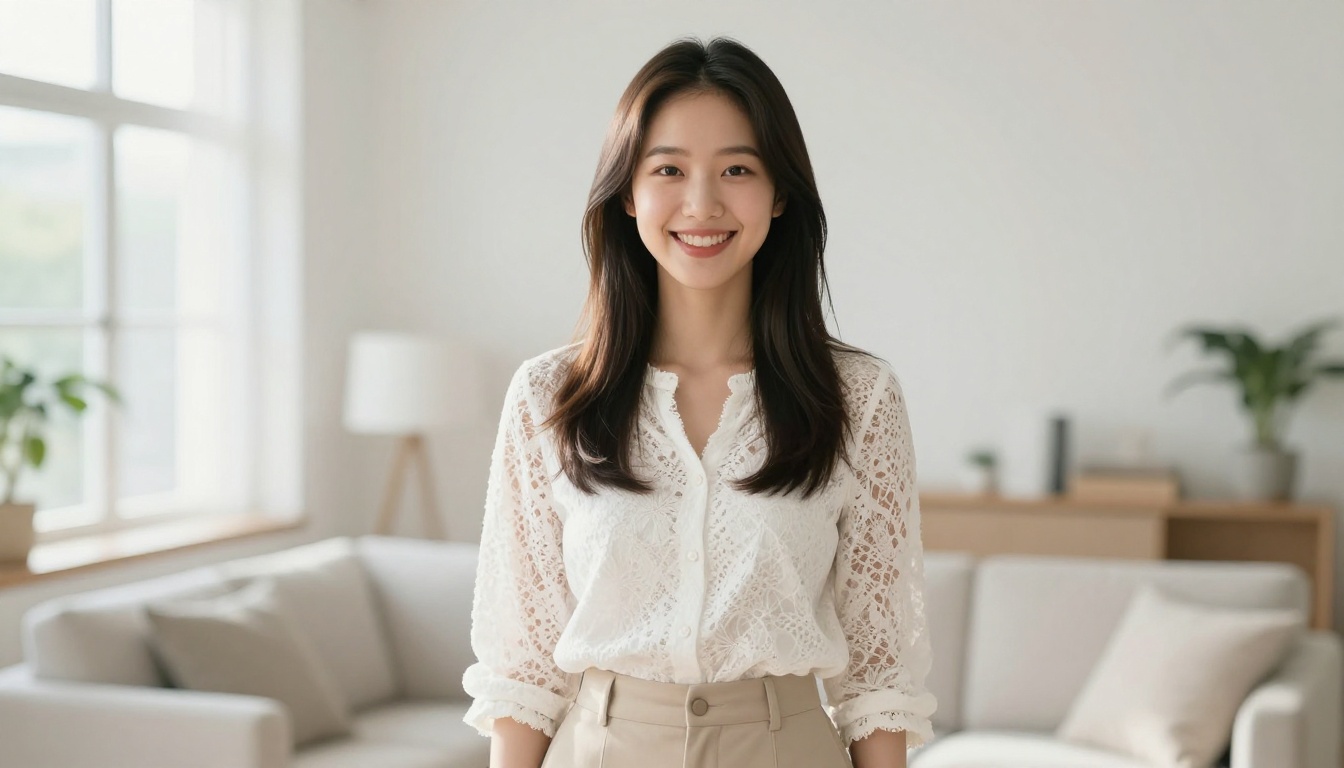 Korean woman smiling warmly and directly at camera