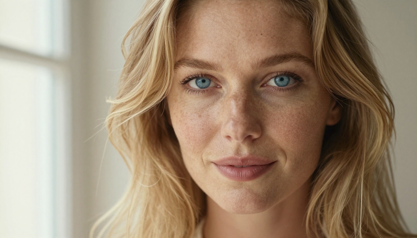 Close-up portrait of beautiful AI companion with photorealistic detail