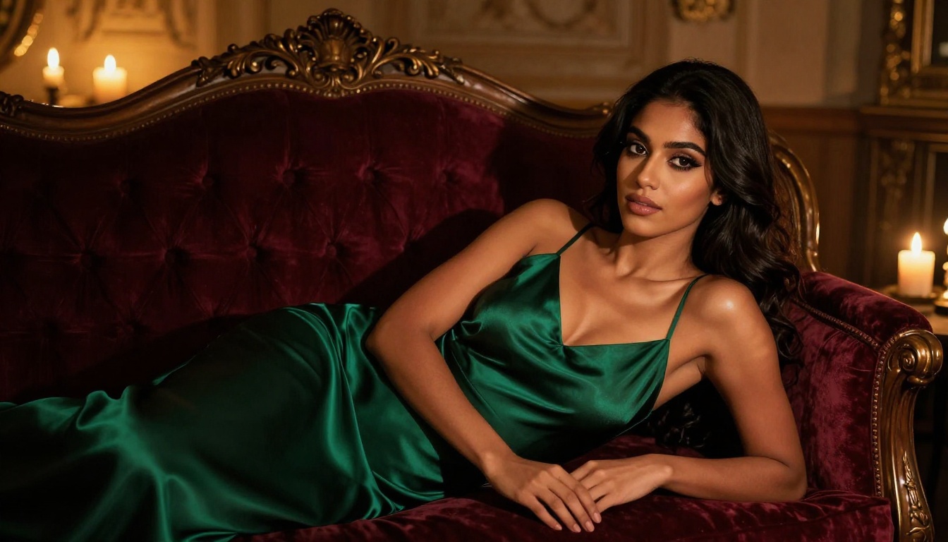 Elegant Middle Eastern AI companion in luxury salon setting