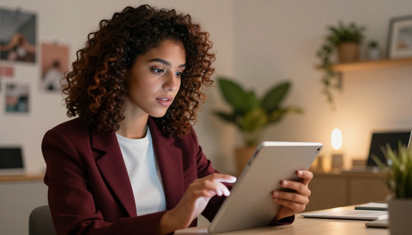 Latina woman customizing AI character options