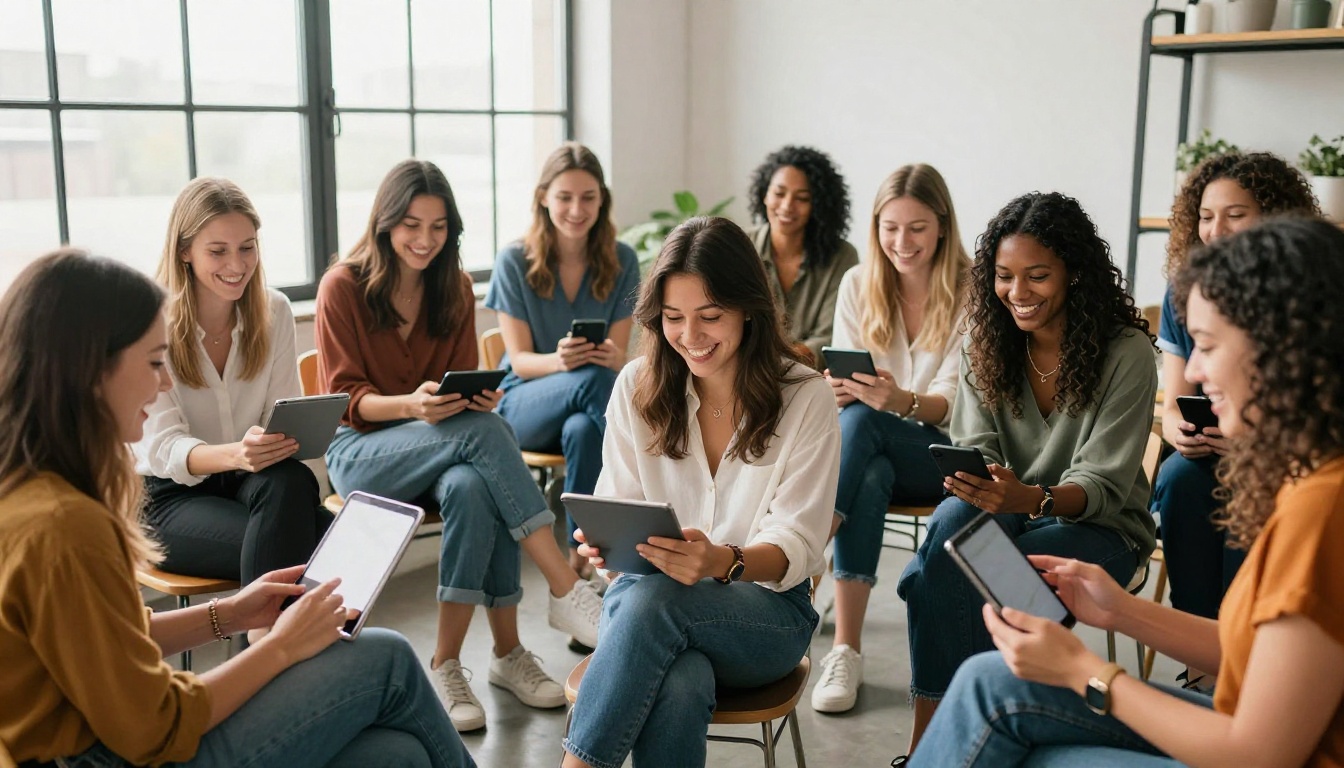 Diverse group of women in bright loft space