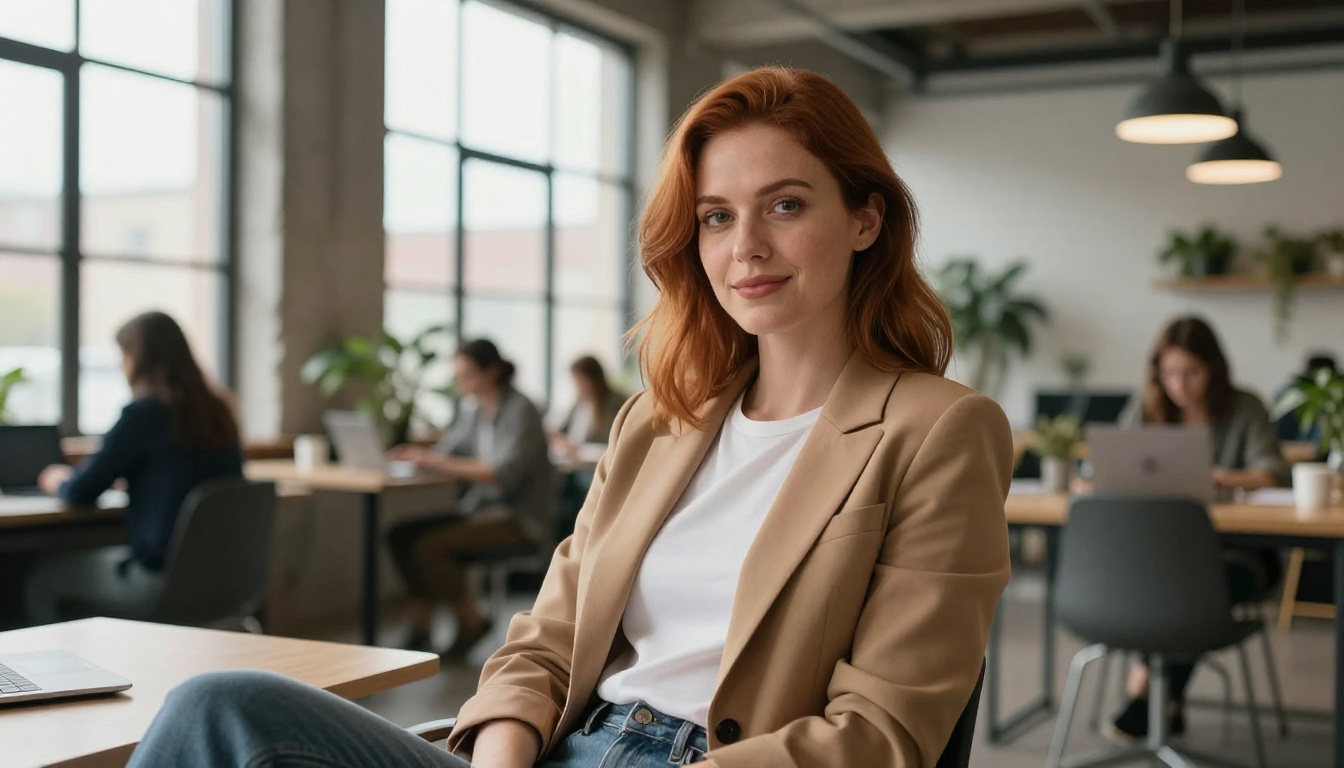 Confident woman making a smart decision in a co-working space