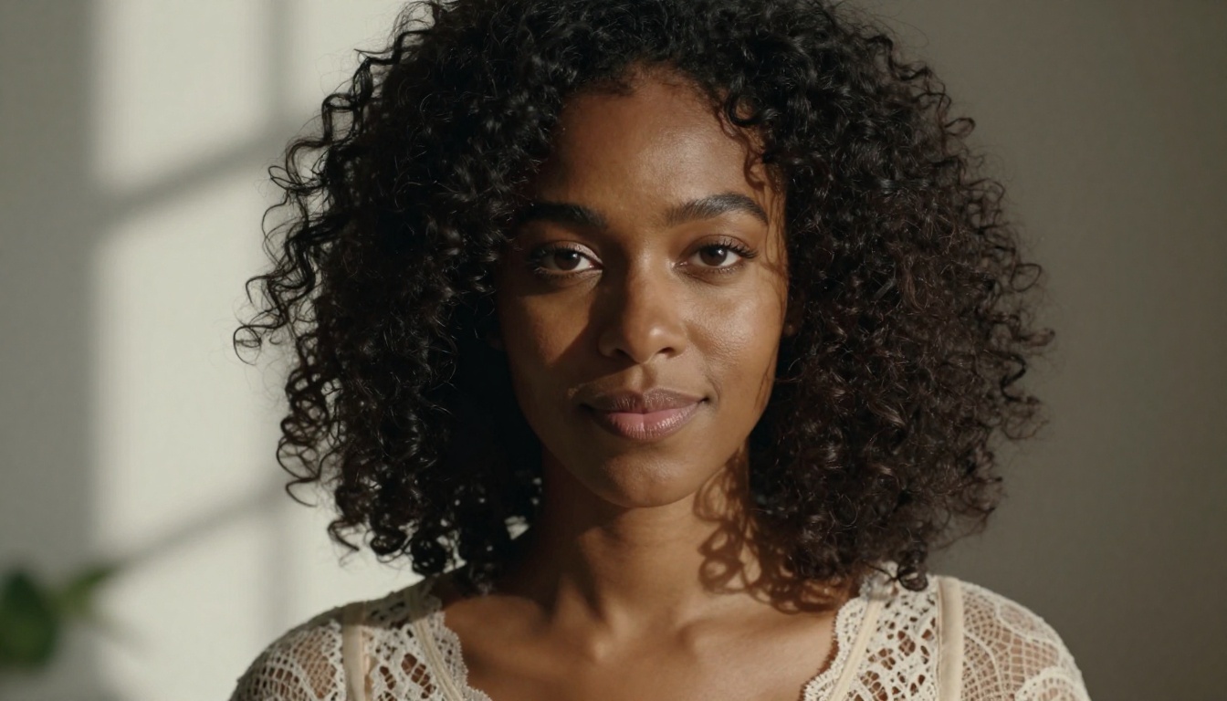 African woman portrait, chiaroscuro lighting