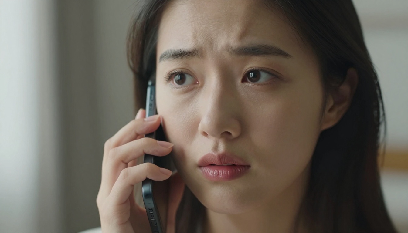Woman looking frustrated at phone screen Woman looking frustrated at phone screen
