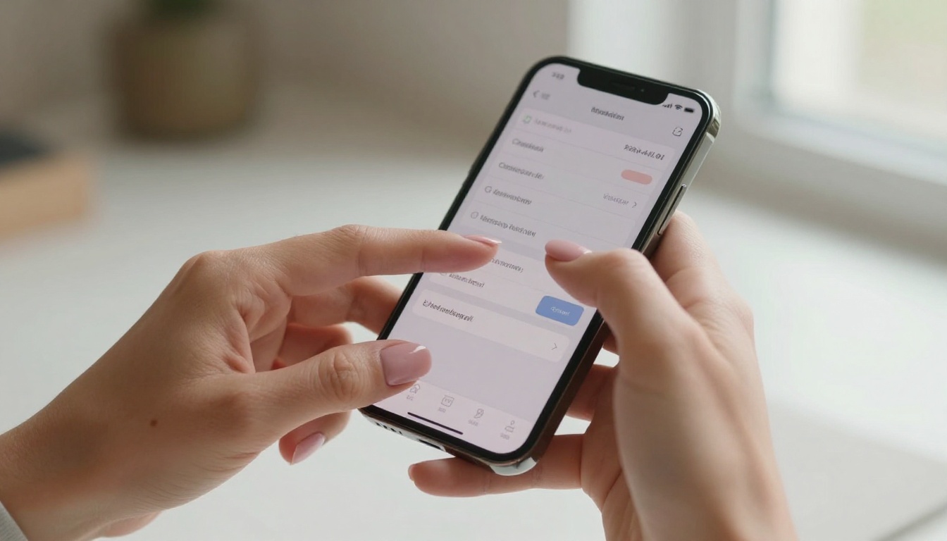 Close-up of hands holding a smartphone with subscription settings visible