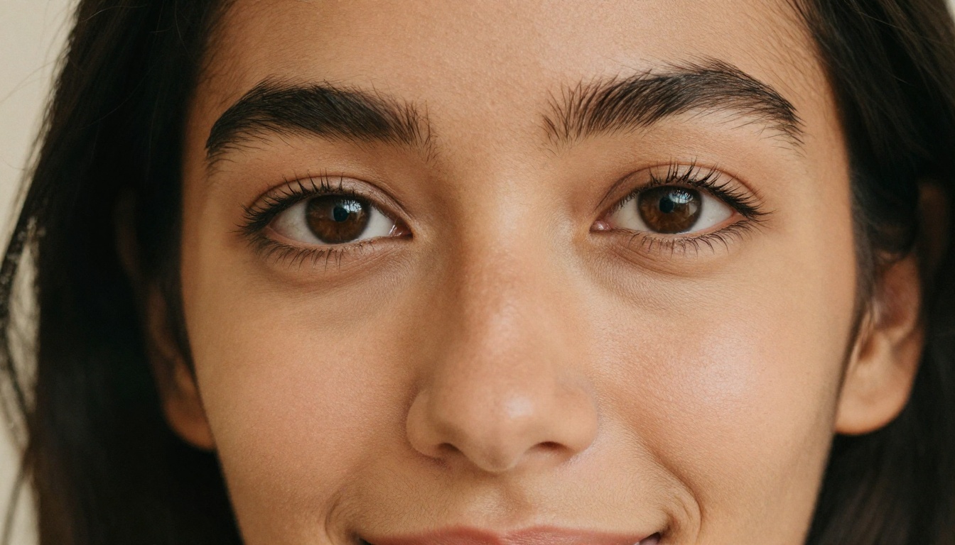 Close-up portrait of a stunning Latina woman with expressive dark eyes and a warm genuine smile, gazing directly at camera with confidence and intimacy