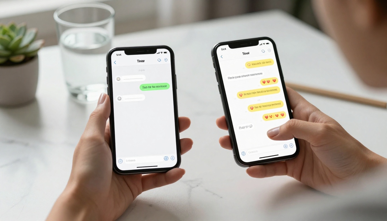 Woman's hands holding phone showing ghosted chat vs active AI conversation