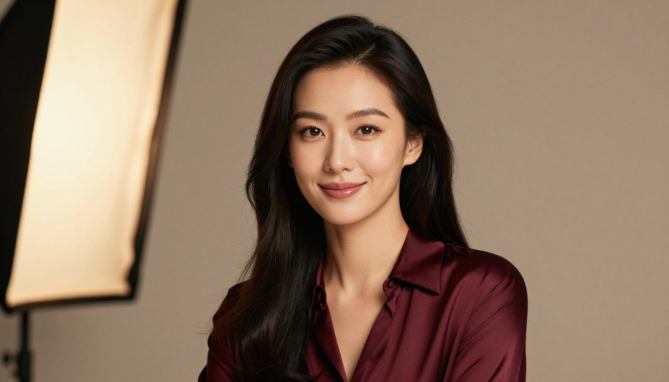 Beautiful Asian woman portrait with warm diffused light