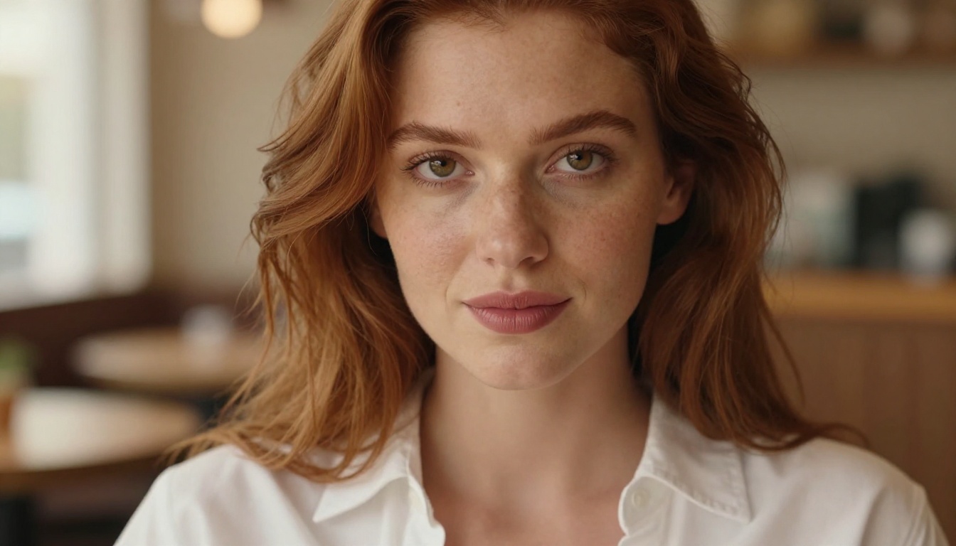 Beautiful European woman with auburn hair, close-up intimate portrait Beautiful European woman with auburn hair, close-up intimate portrait