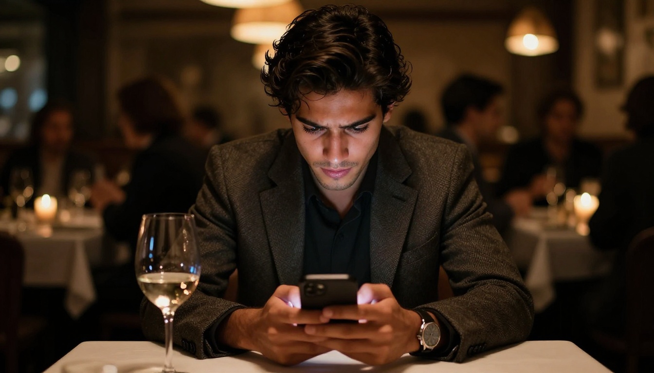 Man sitting alone at restaurant table with empty seat across from him Man sitting alone at restaurant table with empty seat across from him