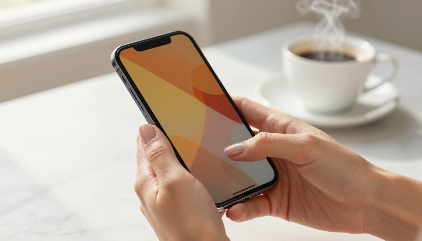 AI art generated on phone hands holding smartphone