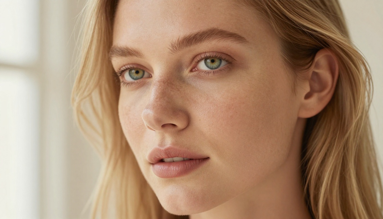 Ultra-close photorealistic portrait showing skin microdetail and natural beauty