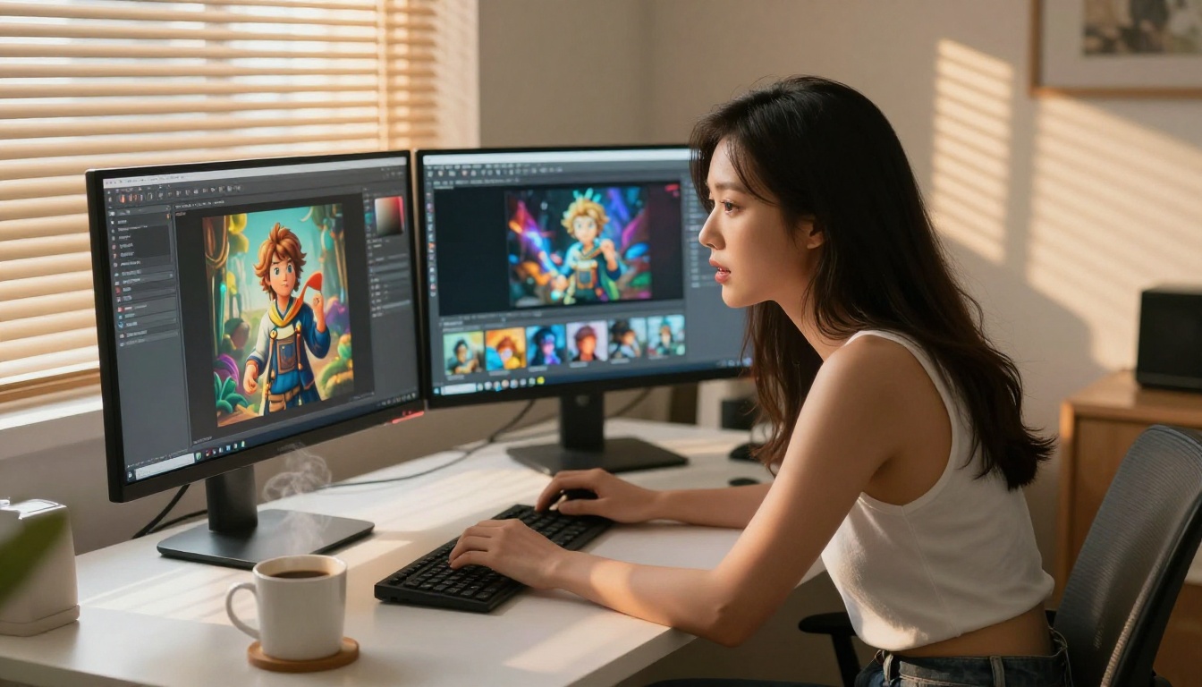 AI content creation workspace