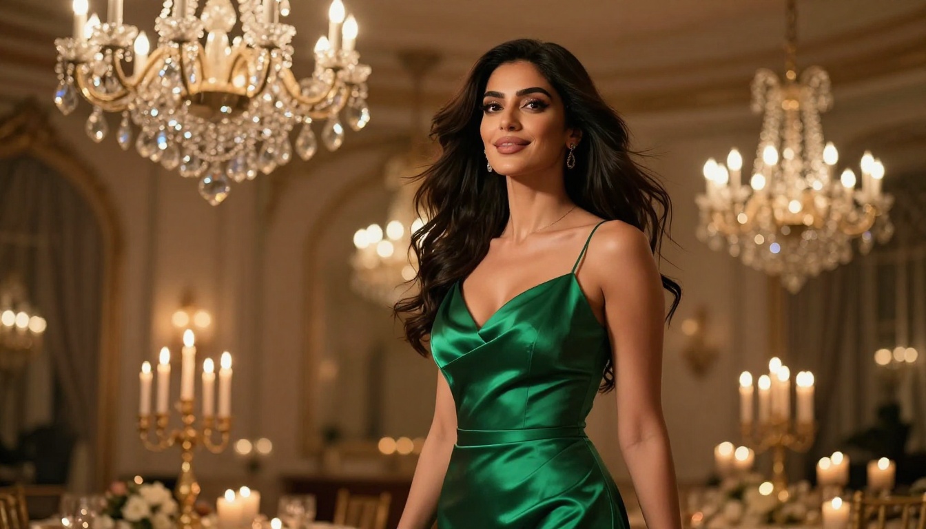 Middle Eastern woman in elegant ballroom
