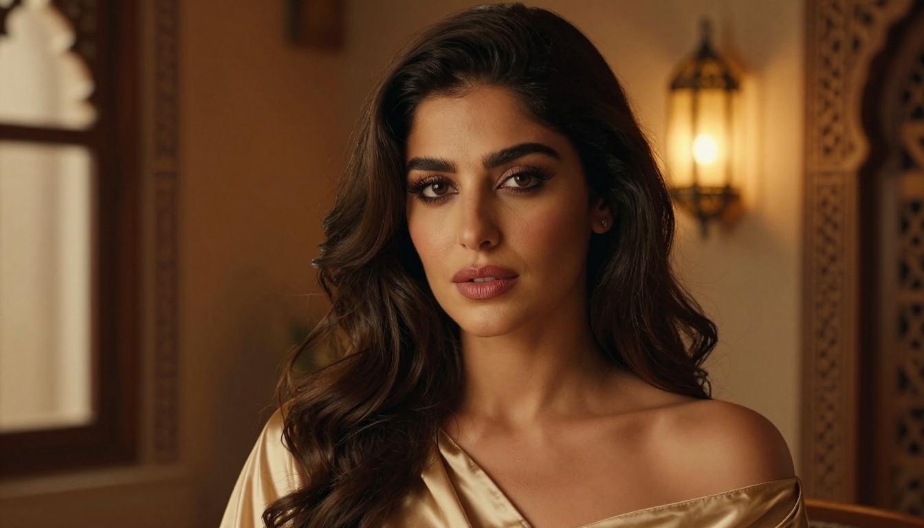 Middle Eastern companion portrait, warm amber light