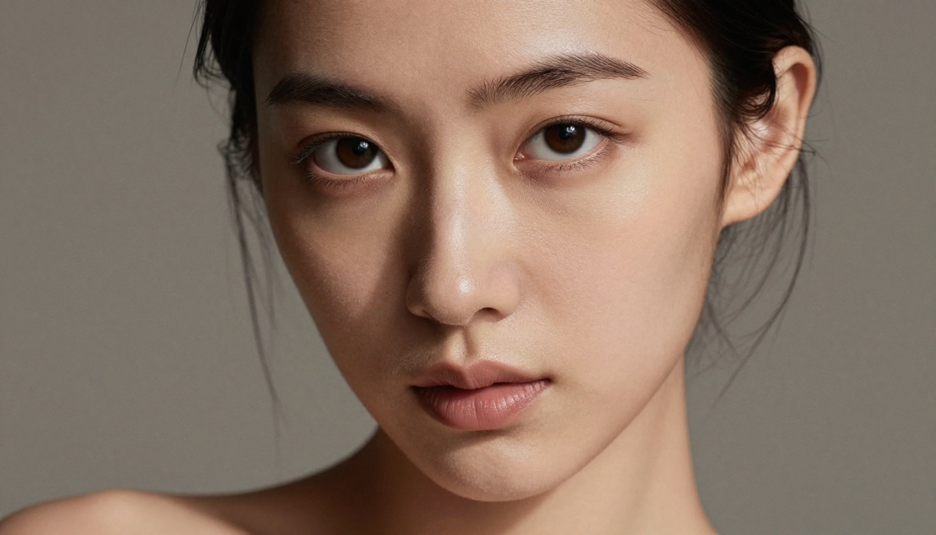 Close-up portrait of a beautiful woman, dramatic Rembrandt side lighting, piercing direct eye contact, cinematic intimacy