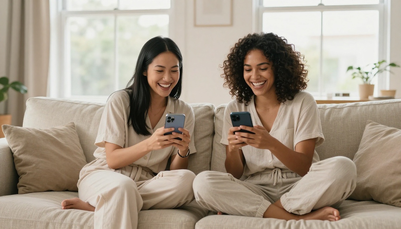 Two women enjoying AI companion experience together