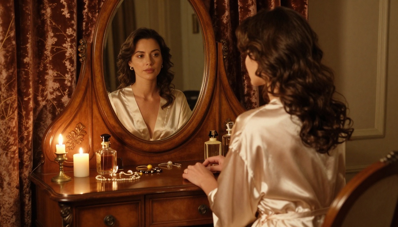 Boudoir vanity mirror scene Boudoir vanity mirror scene