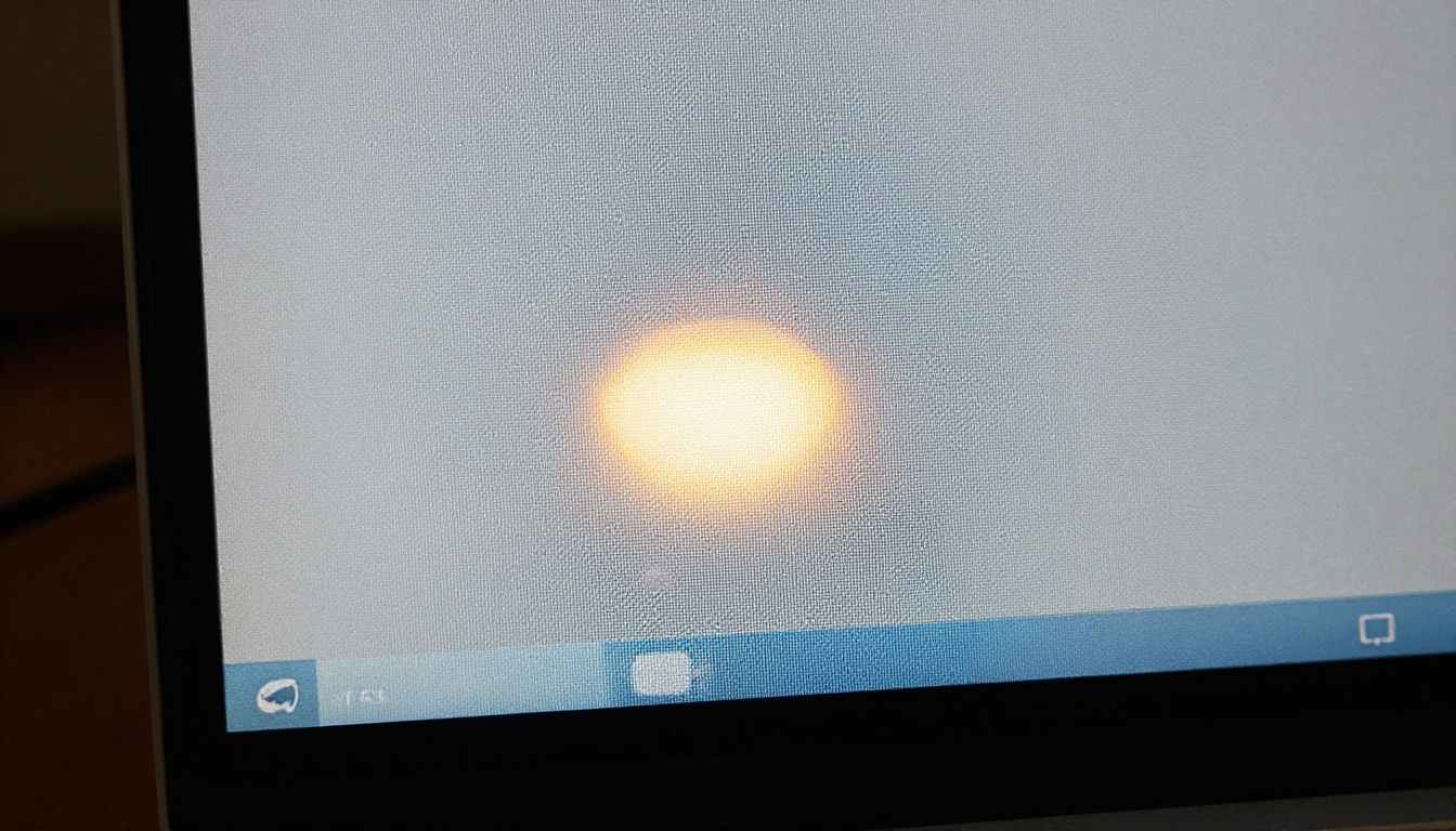 Extreme macro close-up of a laptop screen showing a chat interface with soft lamp reflection