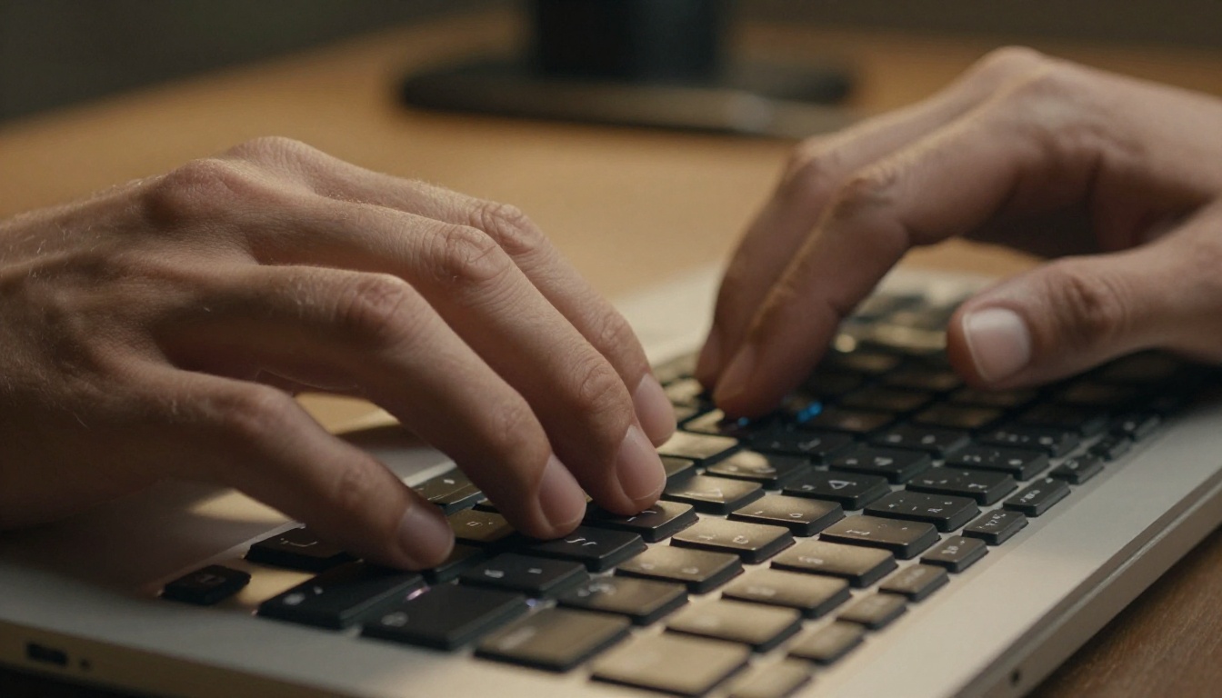Close-up of hands typing on premium mechanical keyboard