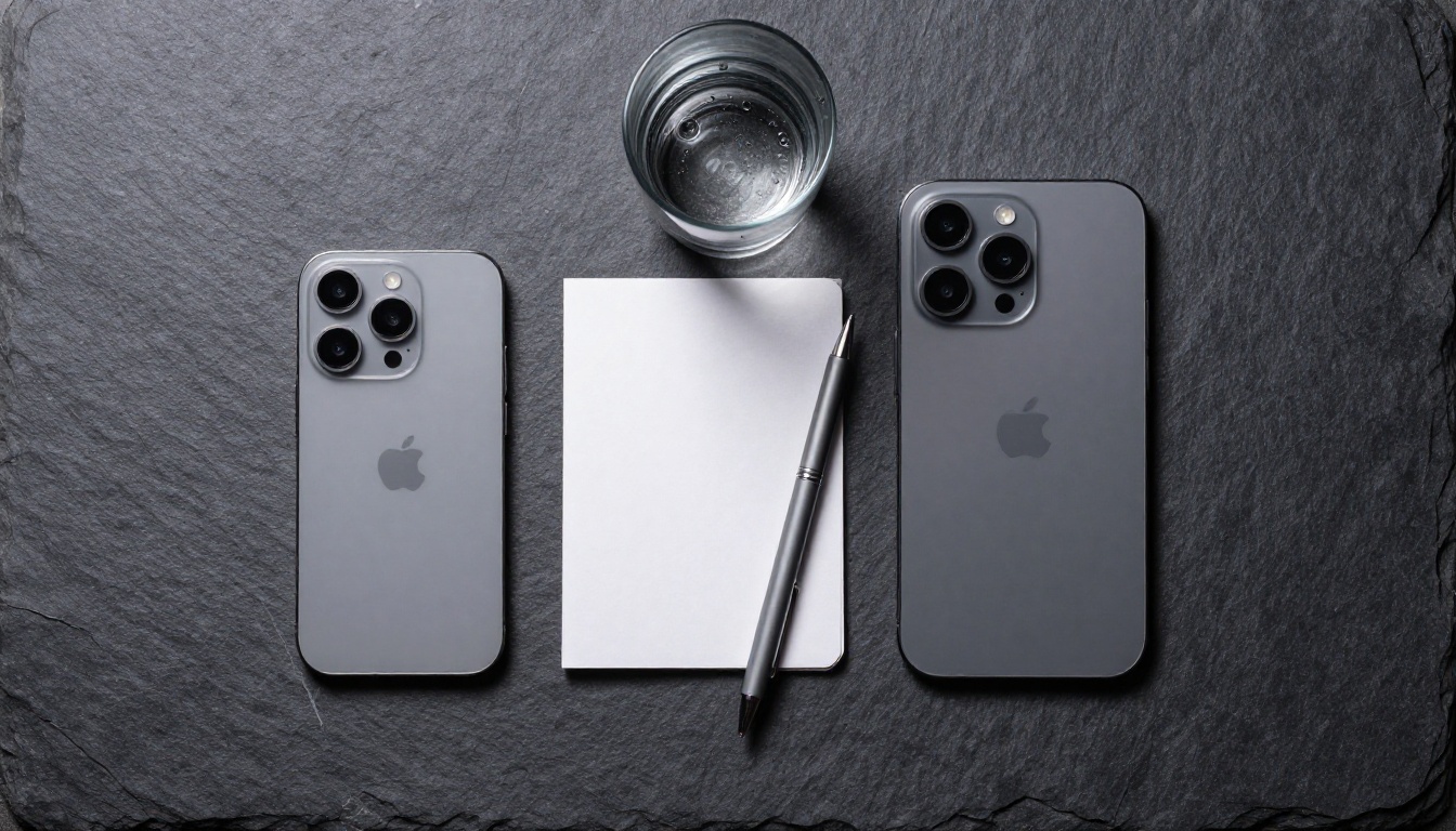 Two smartphones placed side by side on dark slate representing different AI model scales