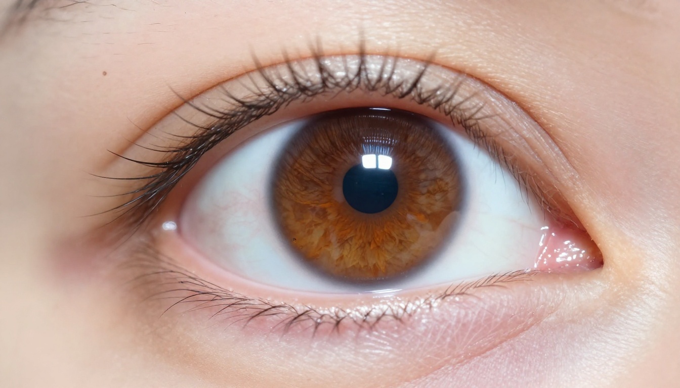 Ultra macro close-up of human eye reflecting glowing screen colors
