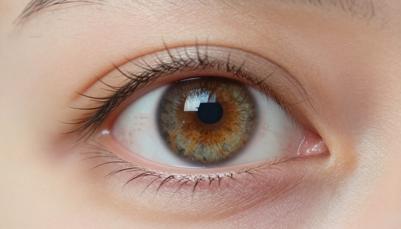 Eye reflecting screen text close-up