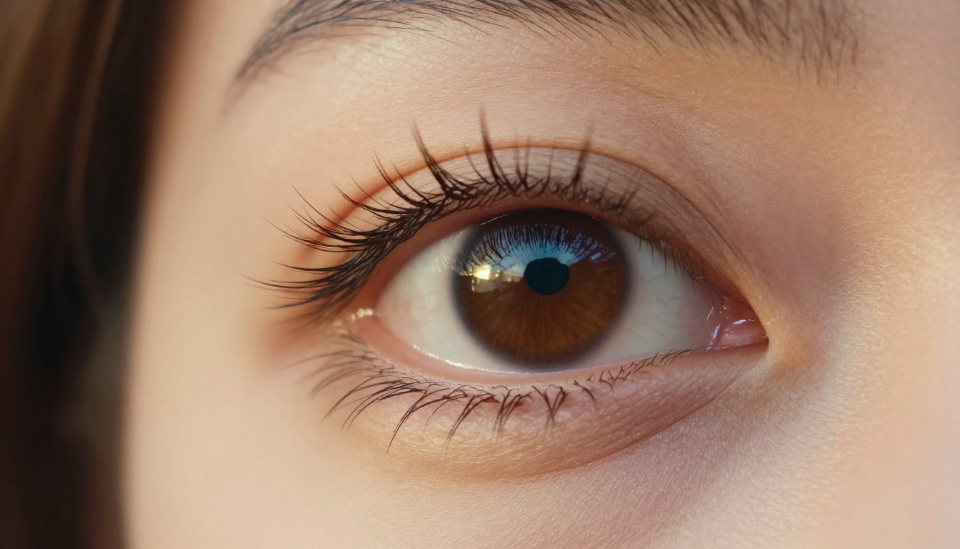 Extreme macro close-up of a woman's eye reflecting a glowing screen, 100mm macro lens, razor-thin depth of field, golden light, photorealistic