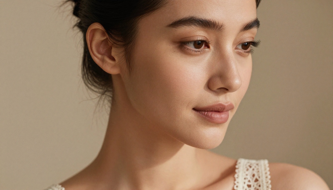 AI-generated close-up portrait of a confident woman with defined features, photorealistic studio lighting