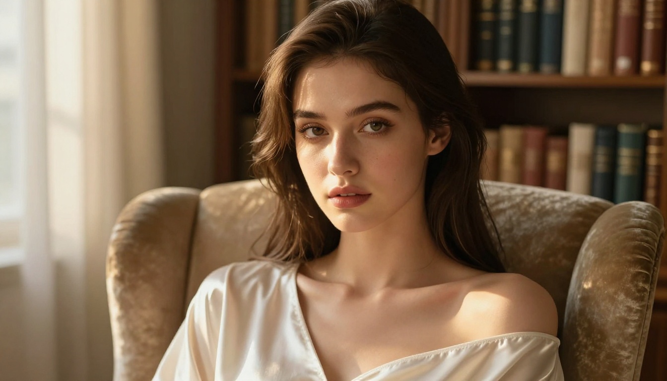 A confident woman engaging with an AI chat interface A confident woman engaging with an AI chat interface