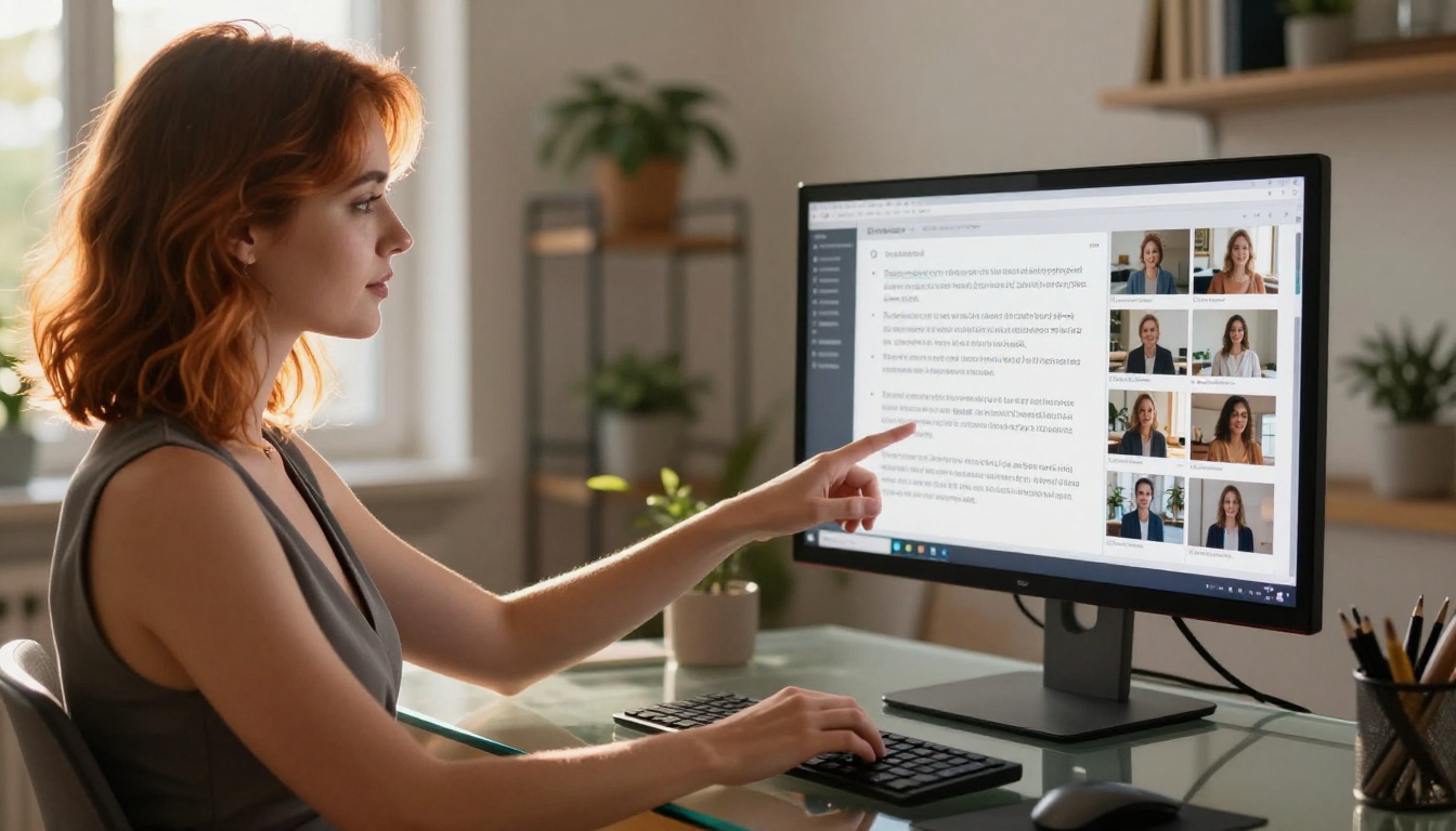 A creator pointing at AI model comparison charts in a home office