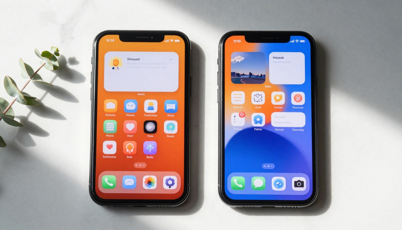 Two smartphones side by side on marble showing different AI chat interfaces