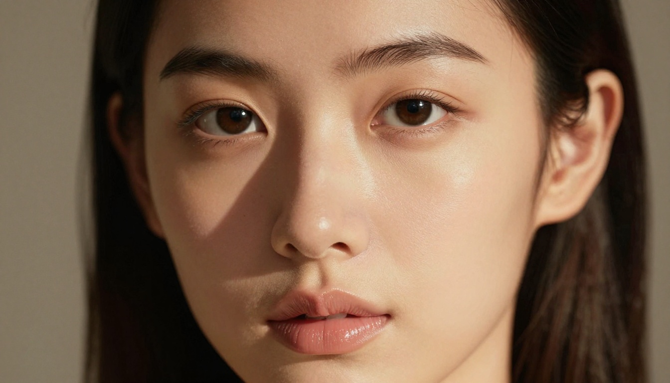 Close-up beauty portrait with dramatic side lighting, extraordinary skin texture detail
