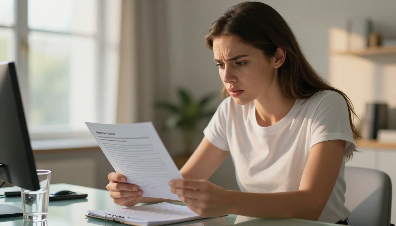 Woman reading NSFW AI chatbot privacy policy on monitor